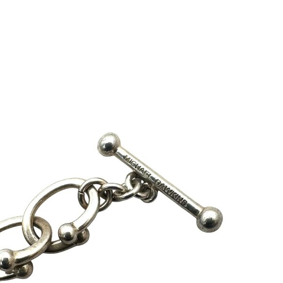 Michael Dawkins Sterling Silver Pebble Link Toggle Necklace 17 Inch 62 Grams - Picture 3 of 4